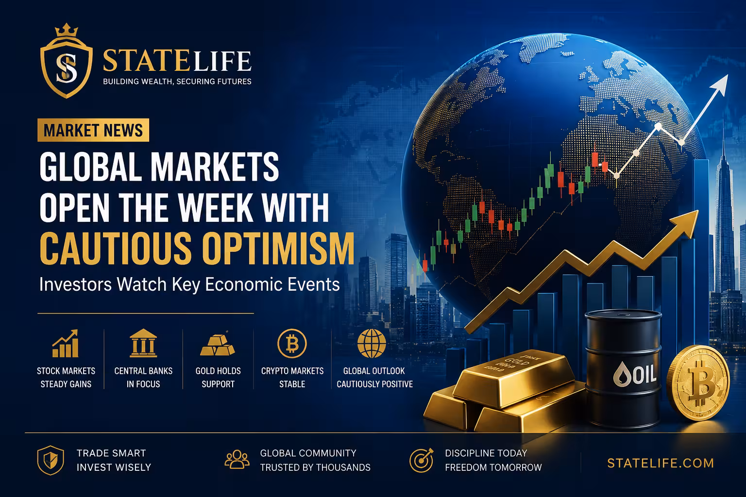 Global Markets Open the Week with Cautious Optimism as Investors Watch Key Economic Events